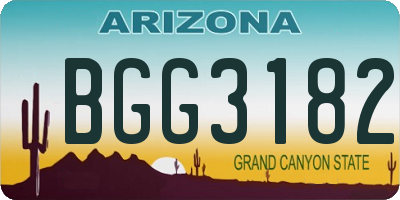AZ license plate BGG3182