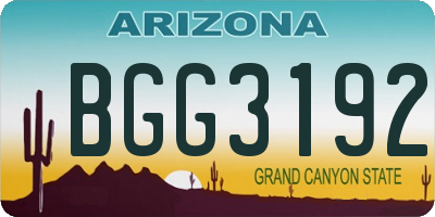 AZ license plate BGG3192