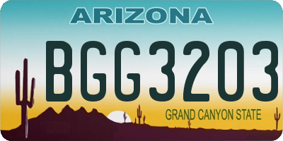 AZ license plate BGG3203