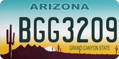 AZ license plate BGG3209