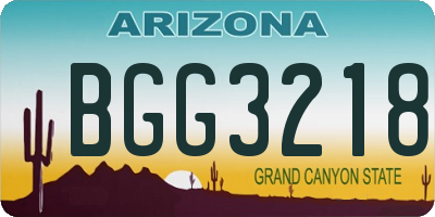 AZ license plate BGG3218