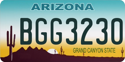 AZ license plate BGG3230