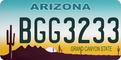 AZ license plate BGG3233