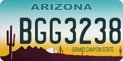 AZ license plate BGG3238