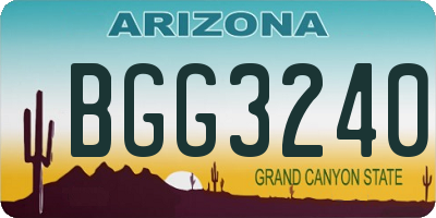 AZ license plate BGG3240