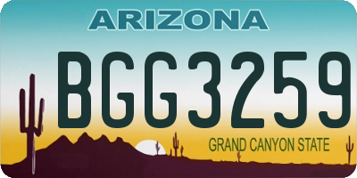 AZ license plate BGG3259