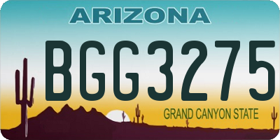 AZ license plate BGG3275