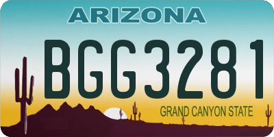 AZ license plate BGG3281