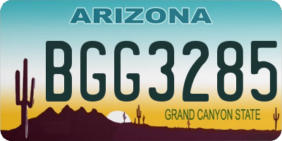 AZ license plate BGG3285