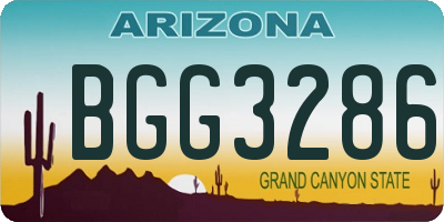 AZ license plate BGG3286
