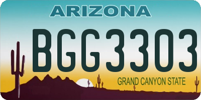 AZ license plate BGG3303