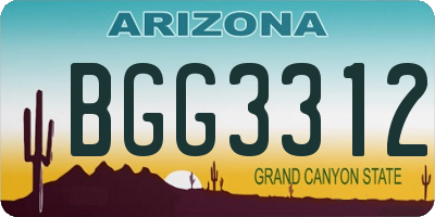 AZ license plate BGG3312