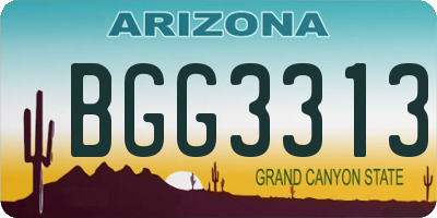 AZ license plate BGG3313
