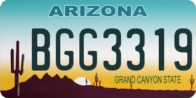 AZ license plate BGG3319