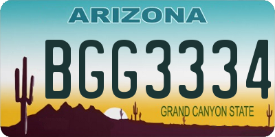 AZ license plate BGG3334