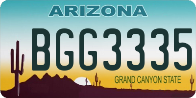 AZ license plate BGG3335