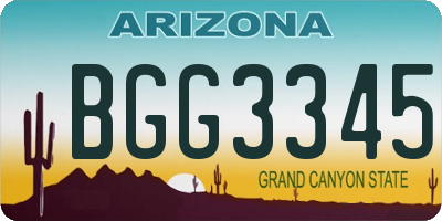 AZ license plate BGG3345
