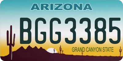 AZ license plate BGG3385