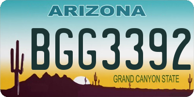 AZ license plate BGG3392