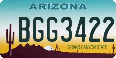 AZ license plate BGG3422