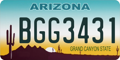 AZ license plate BGG3431