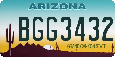 AZ license plate BGG3432