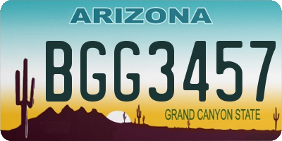 AZ license plate BGG3457