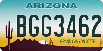 AZ license plate BGG3462
