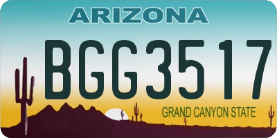 AZ license plate BGG3517