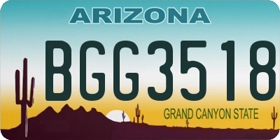 AZ license plate BGG3518