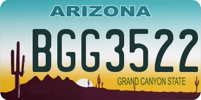 AZ license plate BGG3522