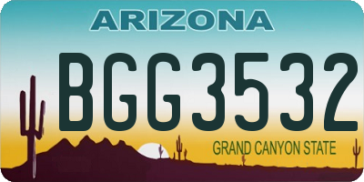 AZ license plate BGG3532