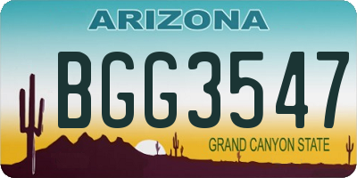 AZ license plate BGG3547