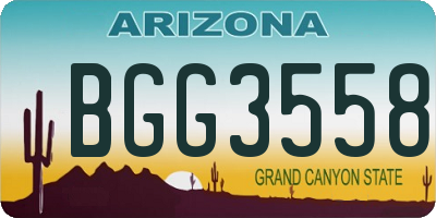 AZ license plate BGG3558