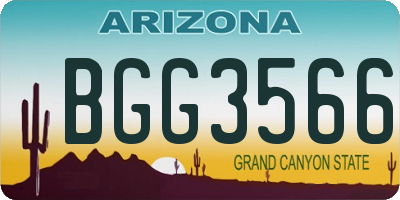 AZ license plate BGG3566