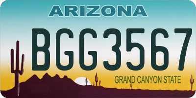 AZ license plate BGG3567