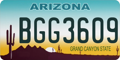 AZ license plate BGG3609