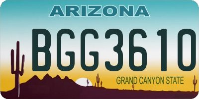AZ license plate BGG3610