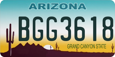 AZ license plate BGG3618