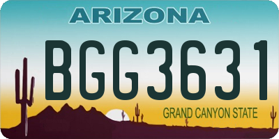 AZ license plate BGG3631