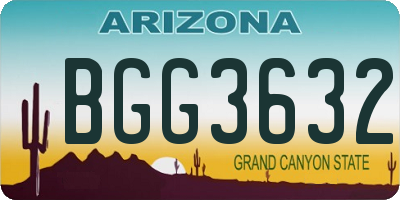 AZ license plate BGG3632