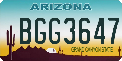AZ license plate BGG3647