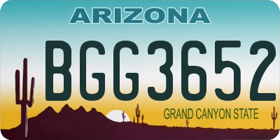 AZ license plate BGG3652