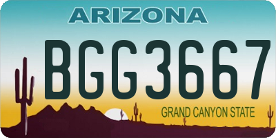 AZ license plate BGG3667
