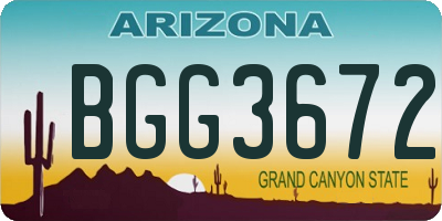 AZ license plate BGG3672