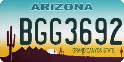 AZ license plate BGG3692