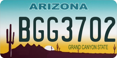 AZ license plate BGG3702