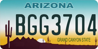 AZ license plate BGG3704