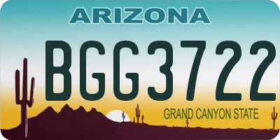AZ license plate BGG3722