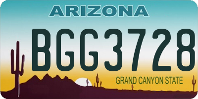 AZ license plate BGG3728